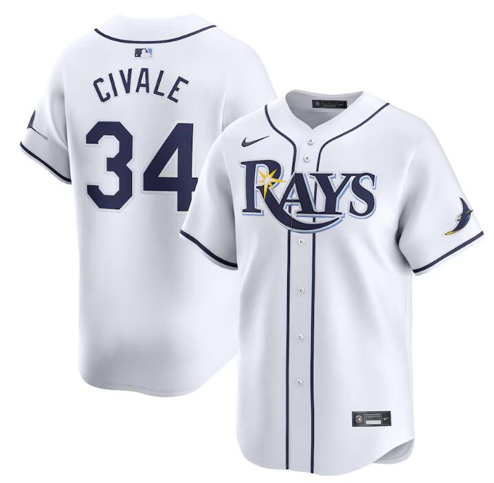 Tampa Bay Rays #34 Aron Civale White Home Limited Stitched Jersey - Zenithce