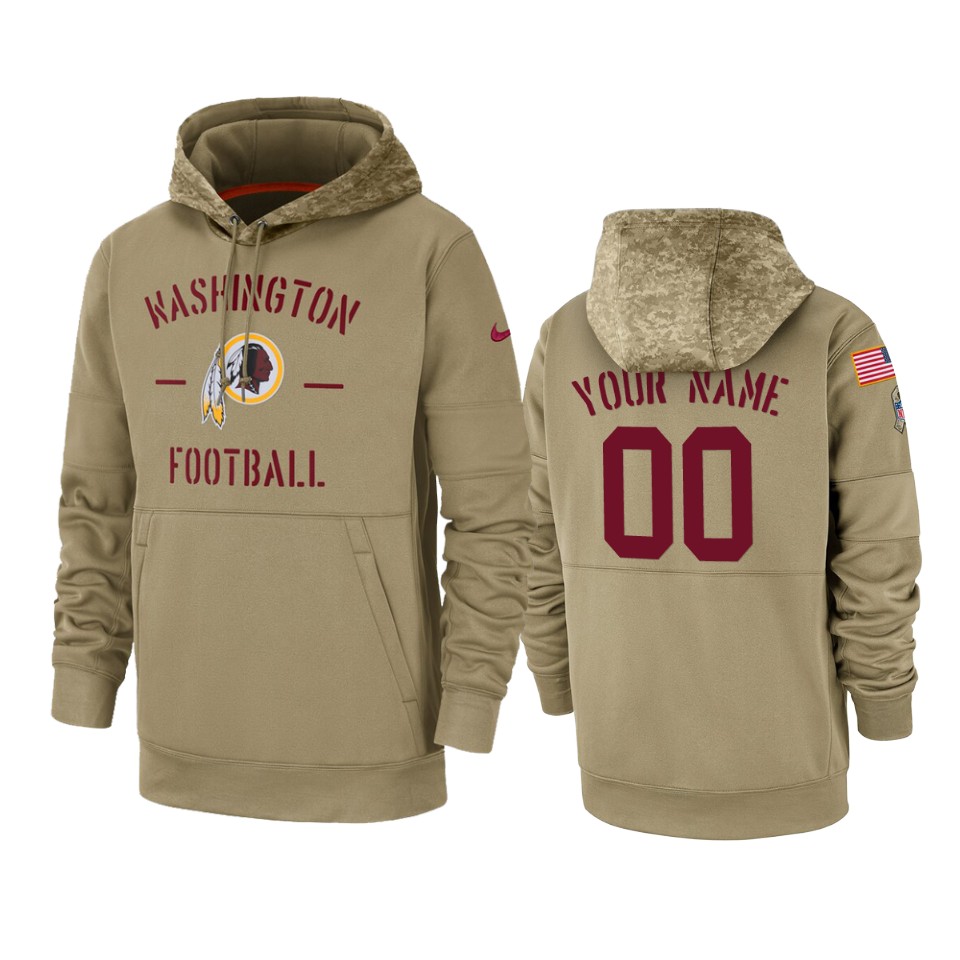 Washington Redskins Customized Tan 2019 Salute To Service Sideline Therma Pullover Hoodie - Zenithce