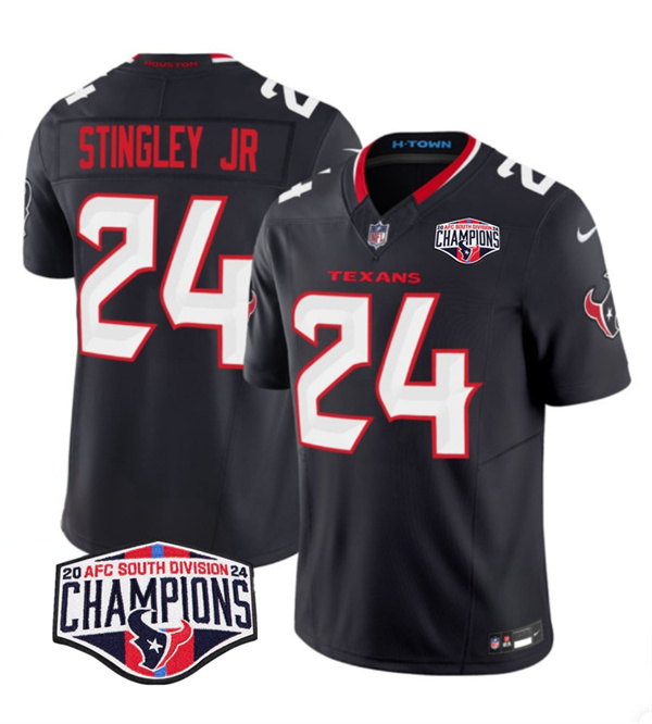 Houston Texans #24 Derek Stingley Jr. Navy F.U.S.E. 2024 AFC South Division Champions Vapor Limited Stitched Jersey - Zenithce