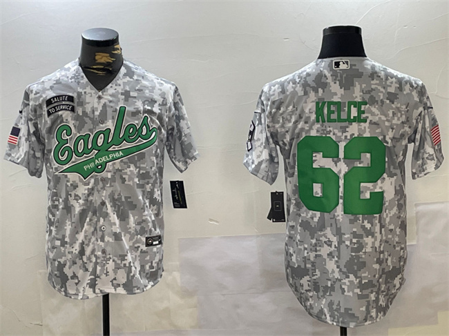 Philadelphia Eagles #62 Jason Kelce 2024 Arctic Camo Salute To Service Stitched Jersey - Zenithce