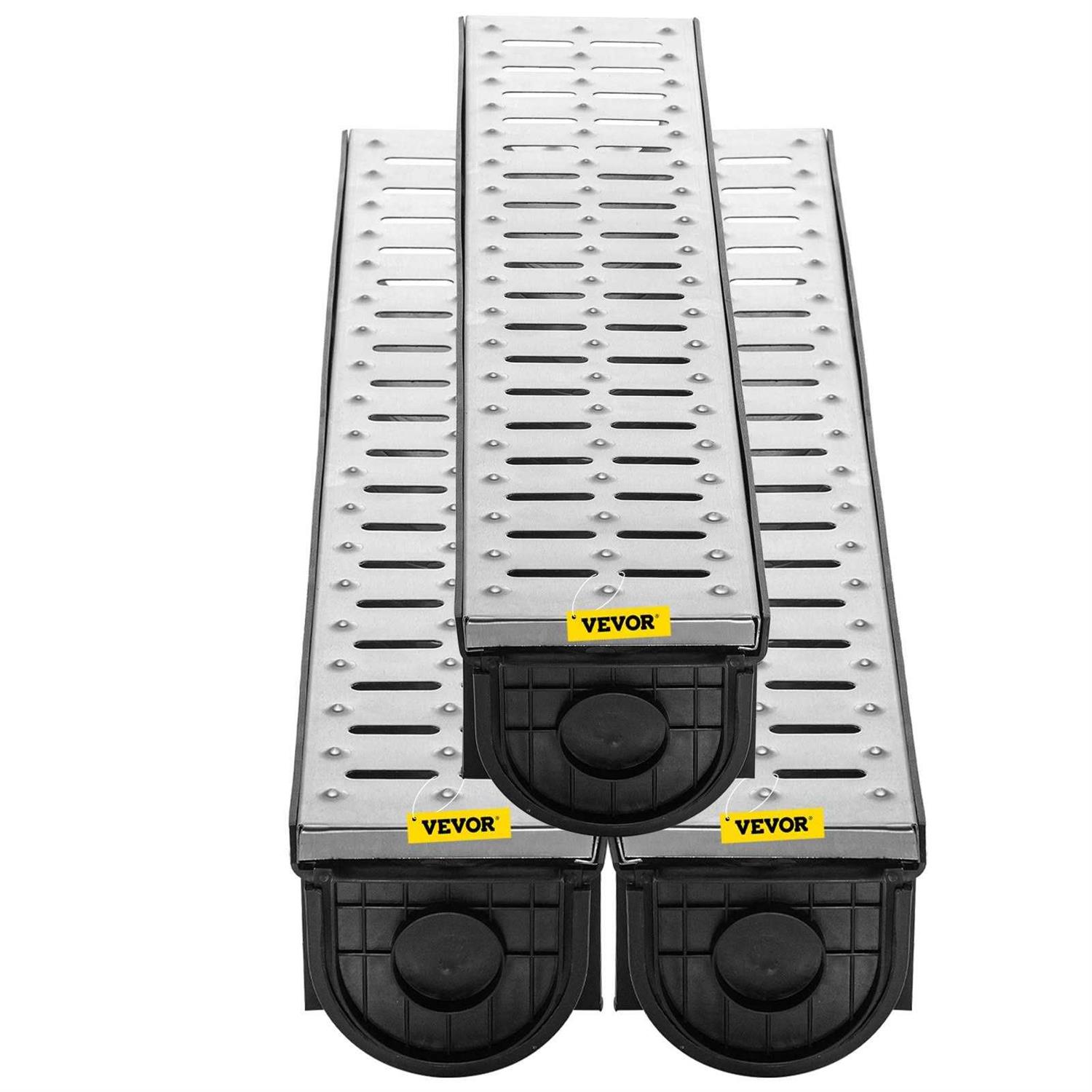 VEVOR Trench Drain System 3.1 Channel Drain Drainage Trench PSLGM100456SVQGGJV0 - Zenithce