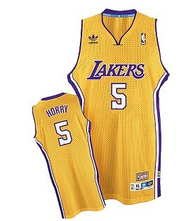 Los Angeles Lakers #5 Robert Horry Yellow Swingman Throwback Jersey - Zenithce