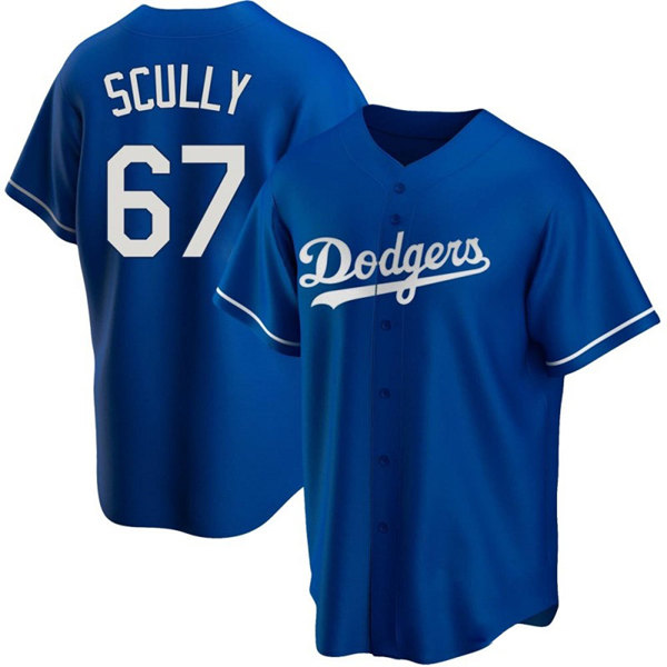Los Angeles Dodgers #67 Vin Scully Blue Cool Base Stitched Baseball Jersey - Zenithce