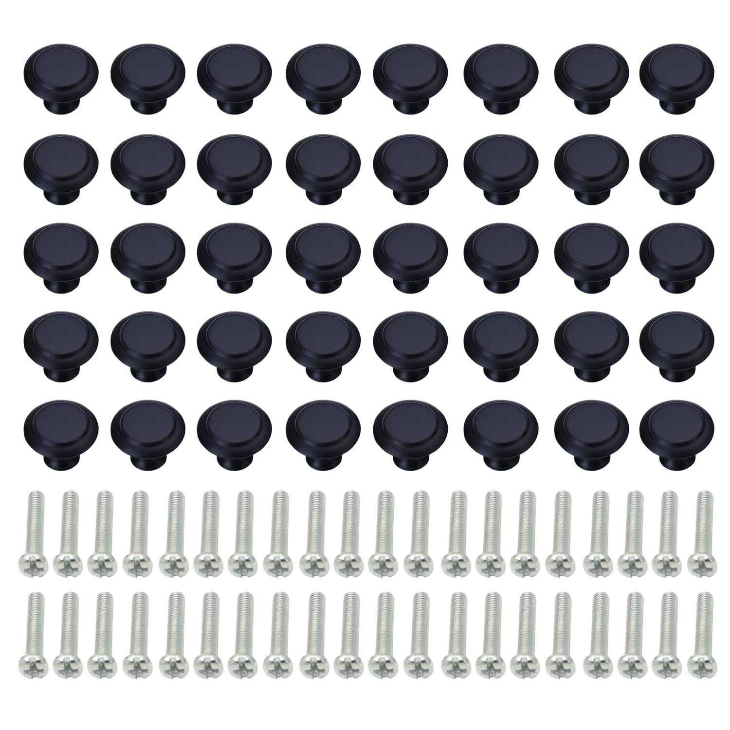 gobericher 40 Pieces Black Round Kitchen Cabinet Knobs Dresser Knobs Drawer Knobs Drawer Pulls Door Knobs Dresser Handles Cabinet Hardware Cupboard Ha - Zenithce