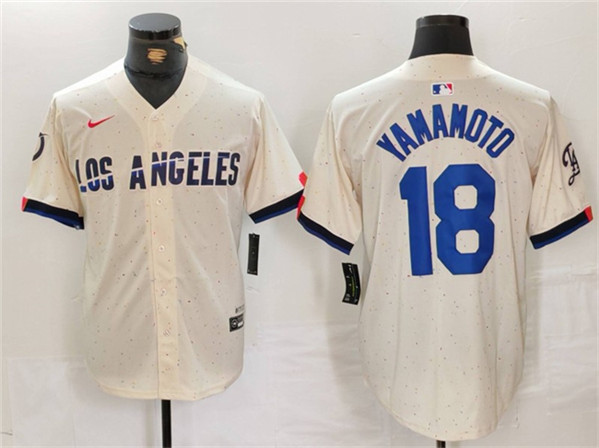 Brooklyn Dodgers #18 Yoshinobu Yamamoto Cream Stitched Jersey - Zenithce