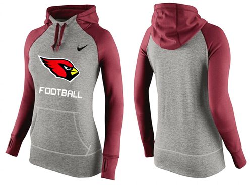 Women's Nike Arizona Cardinals Performance Hoodie Grey   Red_1 - Zenithce