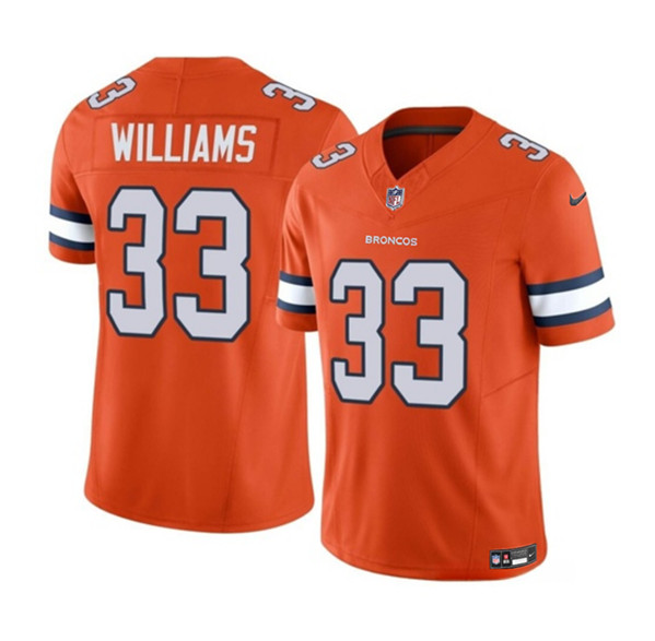Denver Broncos #33 Javonte Williams Orange 2023 F.U.S.E. Vapor Untouchable Stitched Jersey - Zenithce