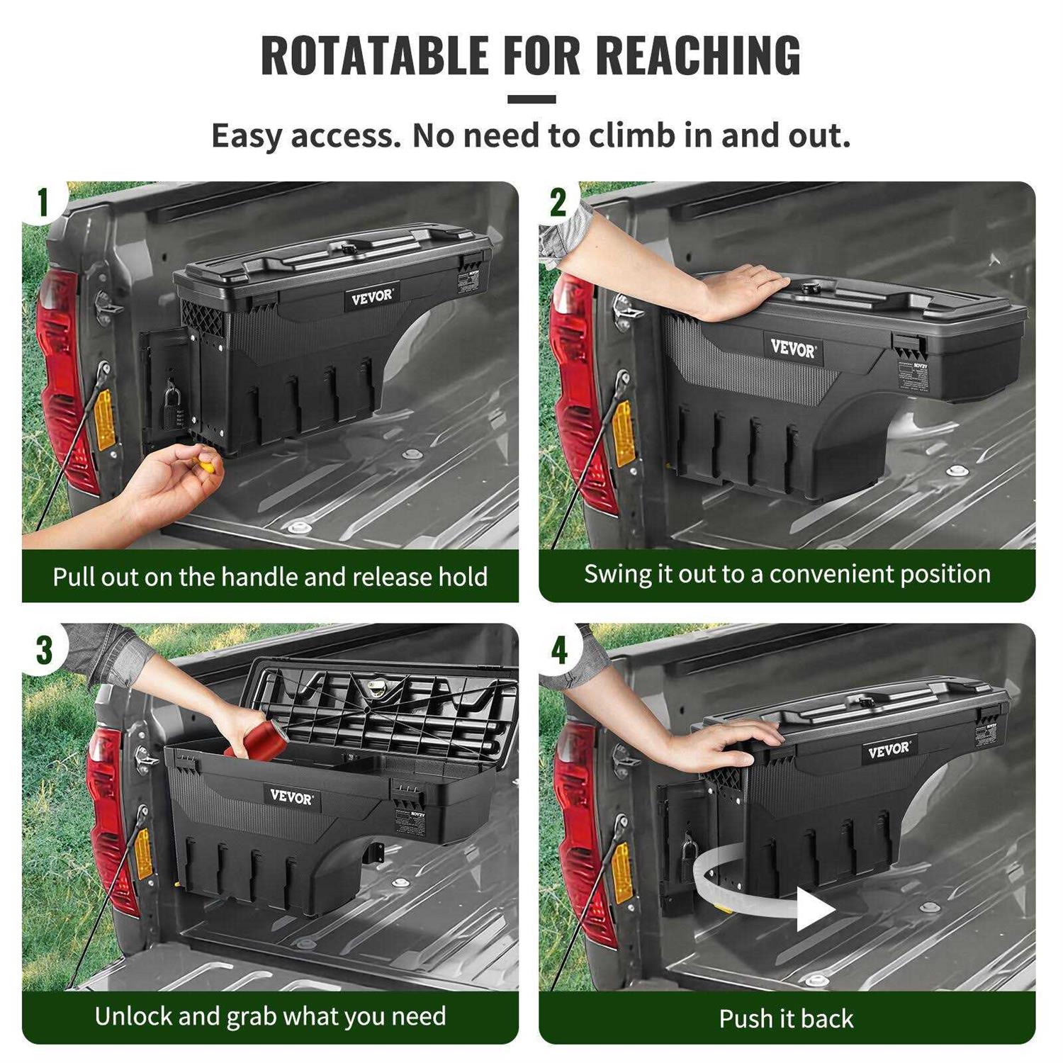 VEVOR Truck Bed Storage Box Lockable Lid Waterproof ABS Wheel Well Tool Box 6.6 Gal/20 L - Zenithce
