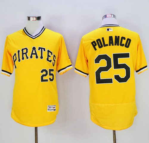 Pirates #25 Gregory Polanco Gold Flexbase Authentic Collection Cooperstown Stitched Jersey - Zenithce