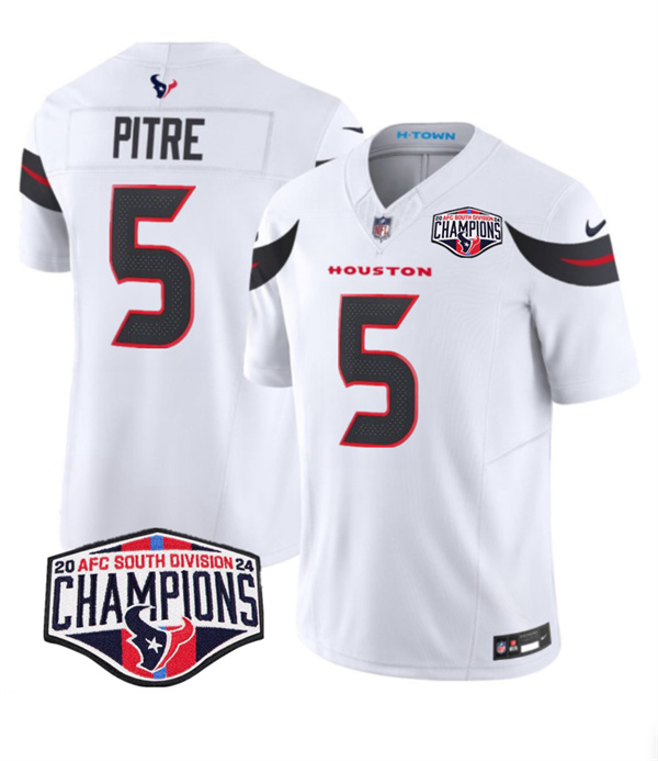 Houston Texans #5 Jalen Pitre White F.U.S.E. 2024 AFC South Division Champions Vapor Limited Stitched Jersey - Zenithce