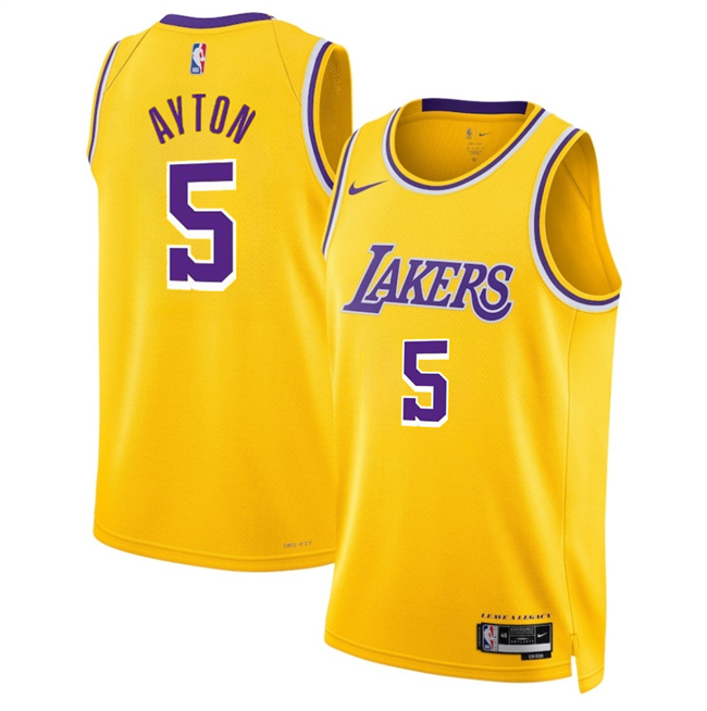 Los Angeles Lakers #5 Deandre Ayton Yellow Icon Edition Stitched Jersey - Zenithce