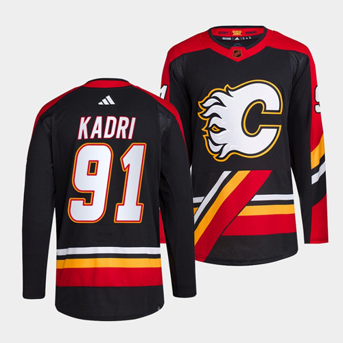 Calgary Flames #91 Nazem Kadri Black 2022-23 Reverse Retro Stitched Jersey - Zenithce