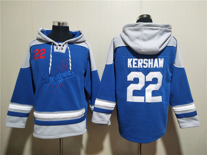 Los Angeles Dodgers #22 Clayton Kershaw Blue Ageless Must-Have Lace-Up Pullover Hoodie - Zenithce