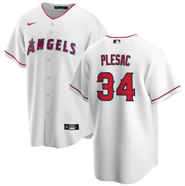 Los Angeles Angels #34 Zach Plesac White Cool Base Stitched Jersey - Zenithce