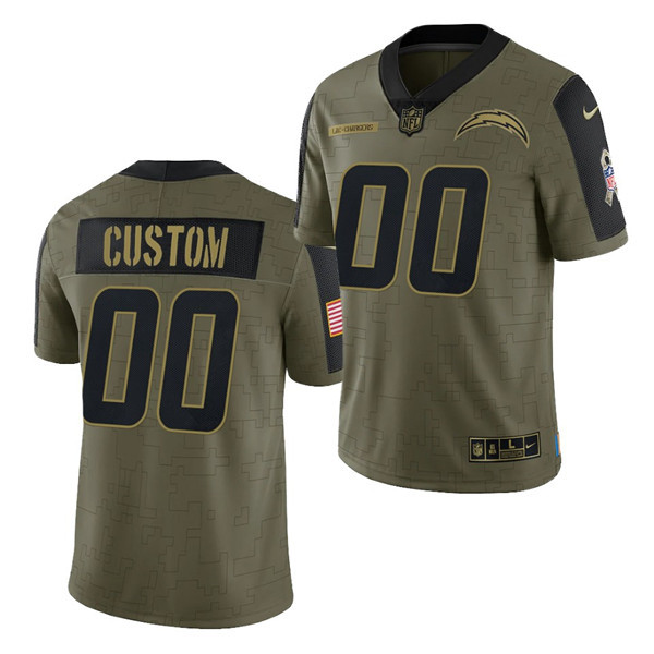Los Angeles Chargers Customized 2021 Olive Salute To Service Limited Stitched Jersey - Zenithce