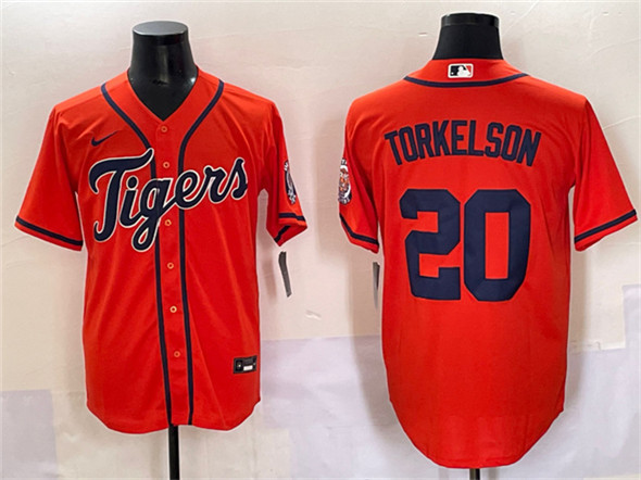 Detroit Tigers #20 Spencer Torkelson Orange With Patch Cool Base Stitched Jersey - Zenithce