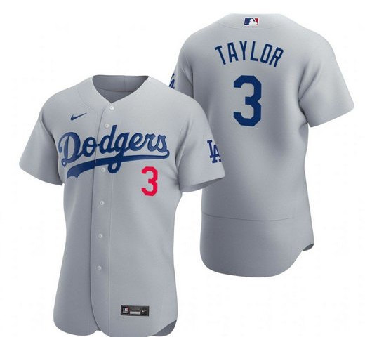 Los Angeles Dodgers #3 Chris Taylor Grey Flex Base Stitched Jersey - Zenithce