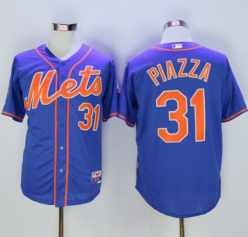 Mets #31 Mike Piazza Blue Alternate Home 2016 Hall Of Fame Patch Stitched Jersey - Zenithce