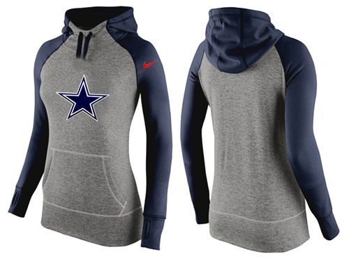 Women's Nike Dallas Cowboys Performance Hoodie Grey   Dark Blue_2 - Zenithce