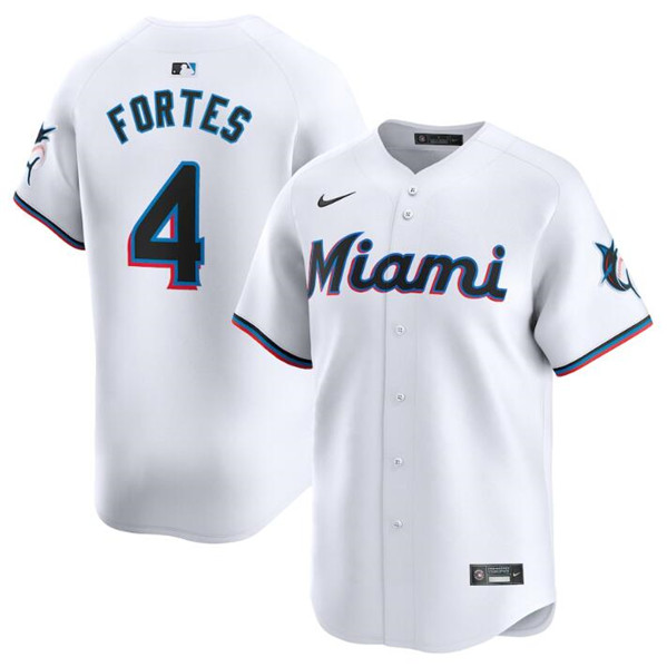 Miami Marlins #4 Nick Fortes White 2024 Home Limited Stitched Jersey - Zenithce