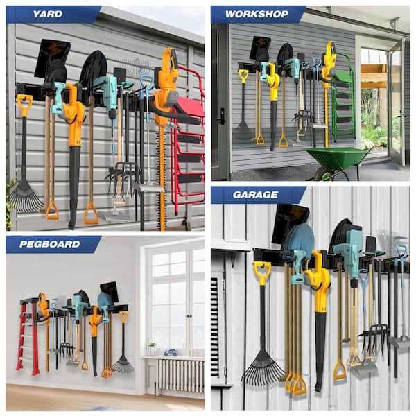 Sttoraboks Garage Tool Storage Steel Rack Load Capacity Wall Mounted Storage Organizer Double Hooks - Zenithce