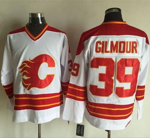 Flames #39 Doug Gilmour White CCM Throwback Stitched Jersey - Zenithce