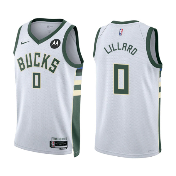 Milwaukee Bucks #0 Damian Lillard White Stitched Jersey - Zenithce