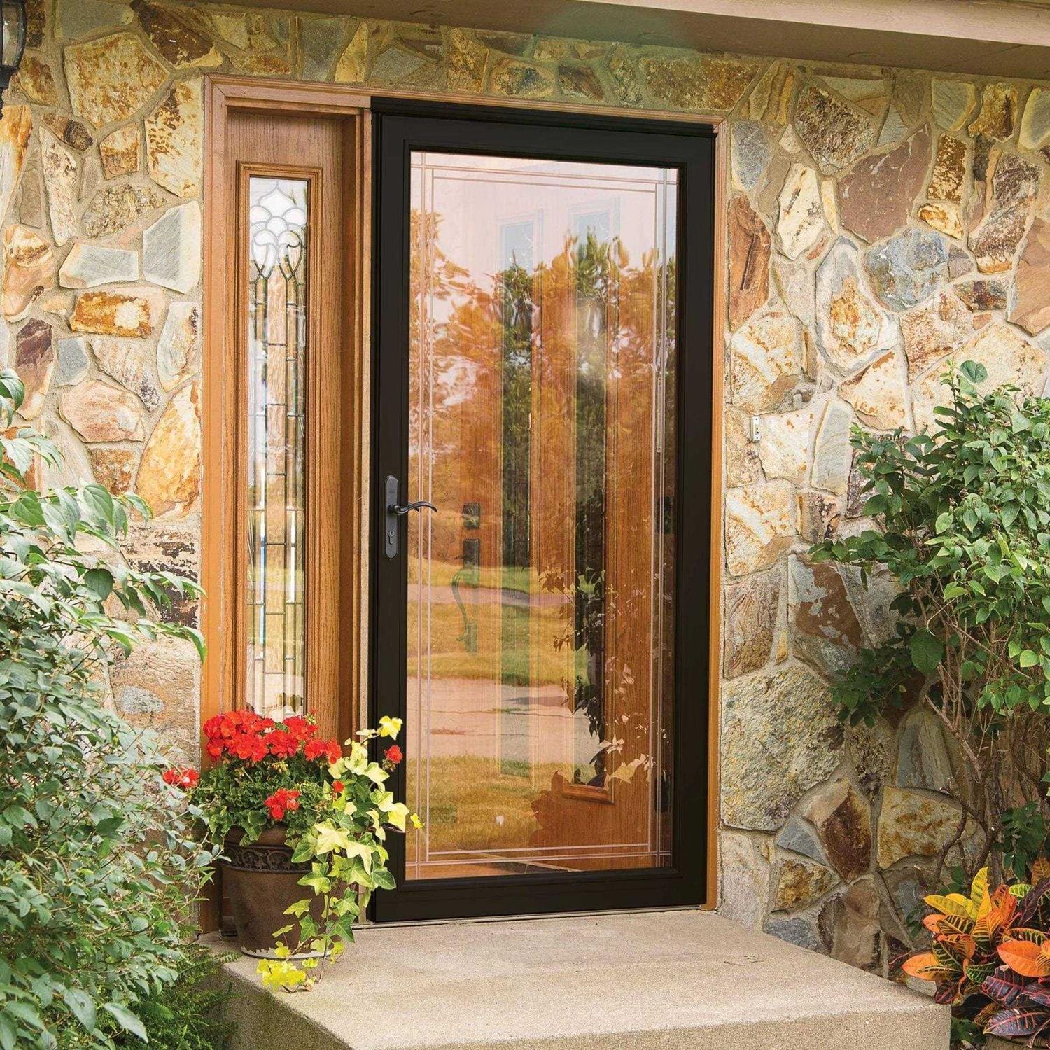 Pella Select 36-in x 81-in Black Full-view Aluminum Storm Door 6000LE052 - Zenithce