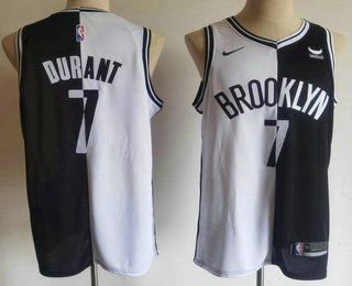 Brooklyn Nets #7 Kevin Durant White Black Two Tone Stitched Swingman Jersey With Sponsor - Zenithce