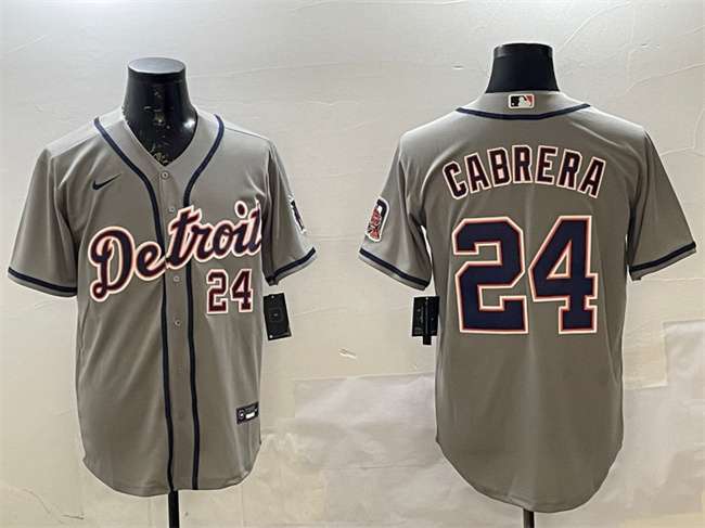 Detroit Tigers #24 Miguel Cabrera Gray Cool Base Stitched Jersey - Zenithce