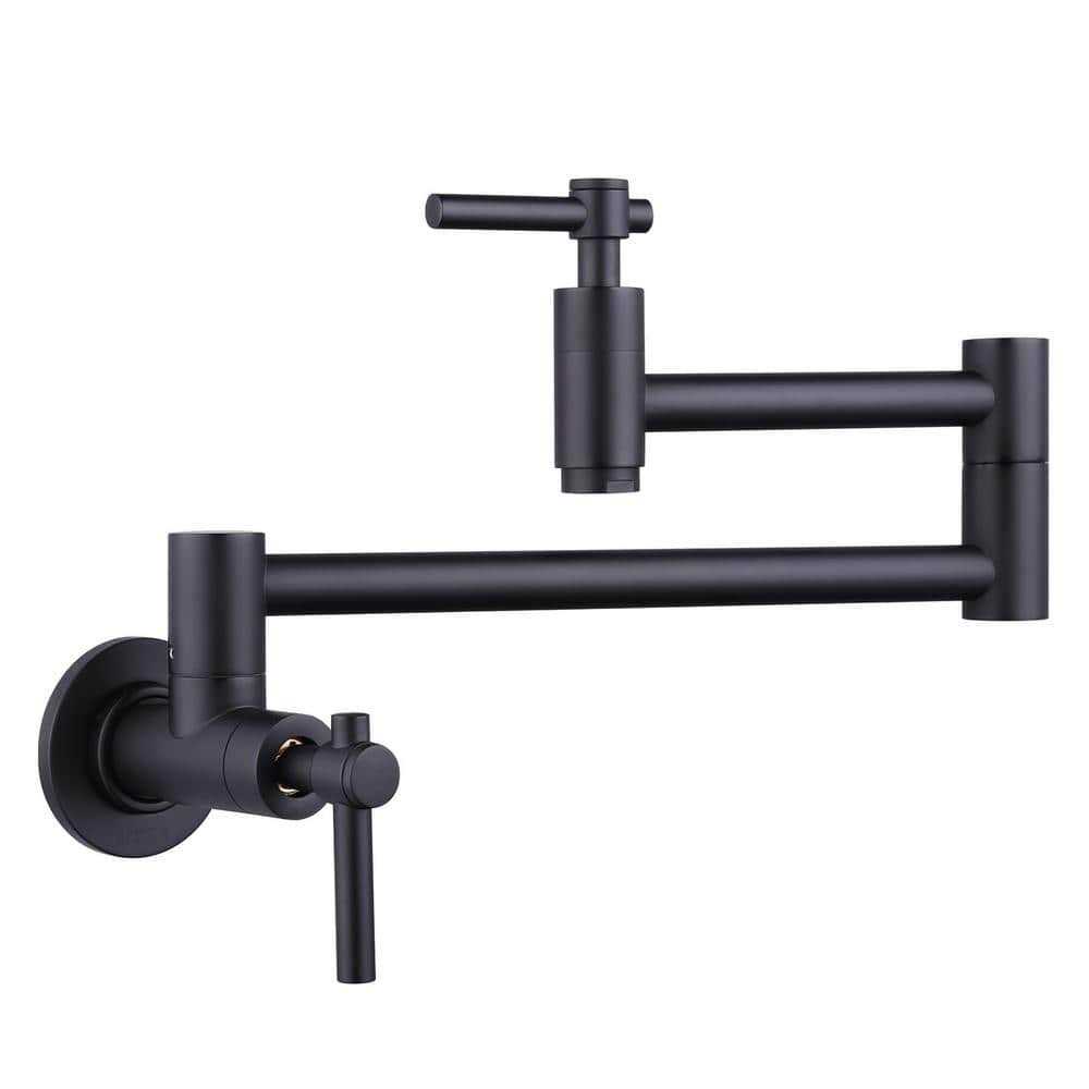 WOWOW Pot Filler Faucet for Both Hot Cold Water Folding Kitchen Faucet Black Wall Mount Commercial Restaurant Faucet Lead-Free Faucets Brass 3 - Zenithce