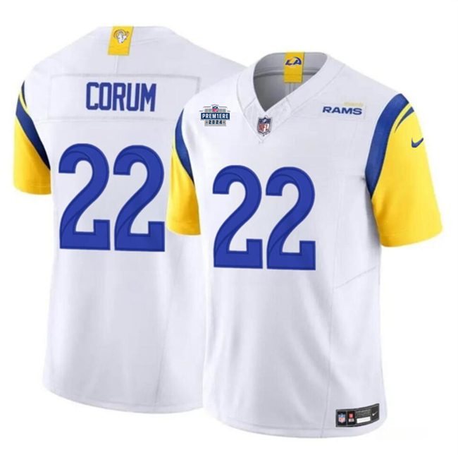 Los Angeles Rams #22 Blake Corum White 2024 With Dradt Patch F.U.S.E Vapor Untouchable Stitched Jersey - Zenithce