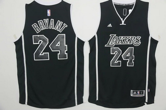 Los Angeles Lakers #24 Kobe Bryant Black With Black Stitched Adidas Revolution 30 Swingman Jersey - Zenithce