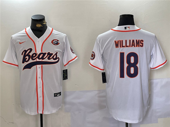 Chicago Bears #18 Caleb Williams White With Patch Cool Base Stitched Jersey - Zenithce