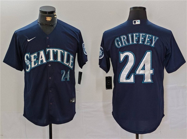 Seattle Mariners #24 Ken Griffey Jr. Navy Cool Base Stitched Jersey - Zenithce