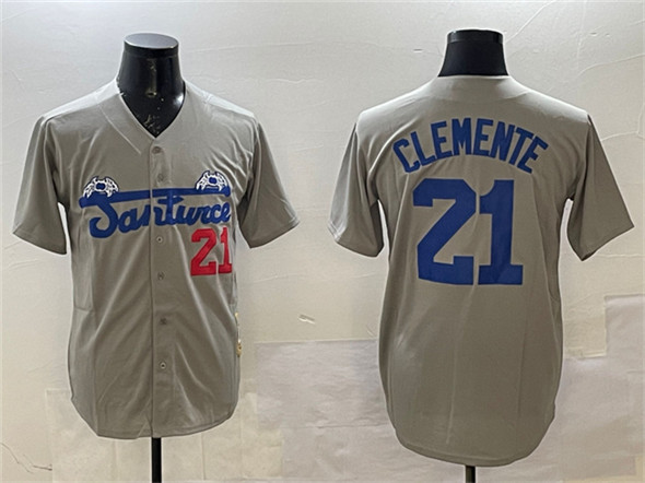 Santurce Crabbers #21 Roberto Clemente Gray Cool Base Stitched Jersey - Zenithce