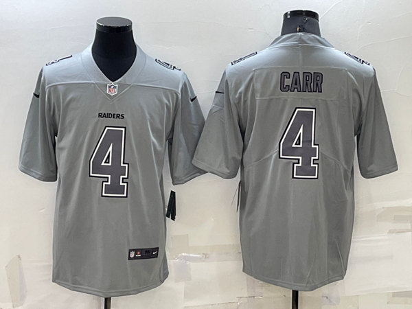 Las Vegas Raiders #4 Derek Carr Gray Atmosphere Fashion Stitched Jersey - Zenithce