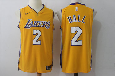 Los Angeles Lakers #2 Lonzo Ball New Yellow 2017-2018 Swingman Stitched Jersey - Zenithce