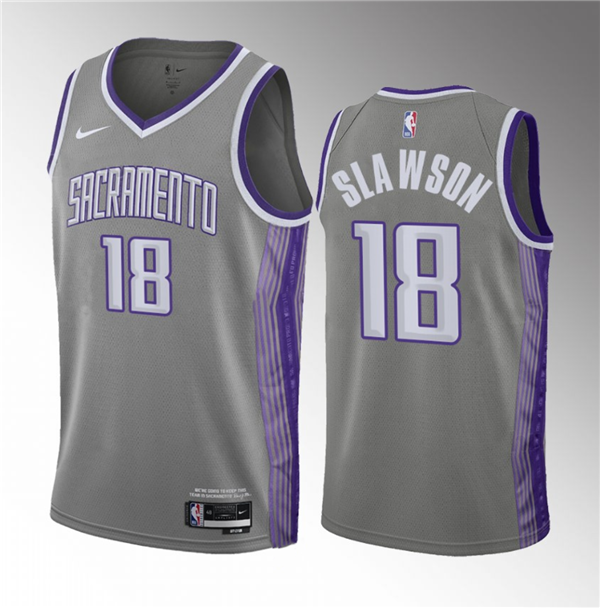 Sacramento Kings #18 Jalen Slawson Gray 2023 Draft City Edition Stitched Jersey - Zenithce