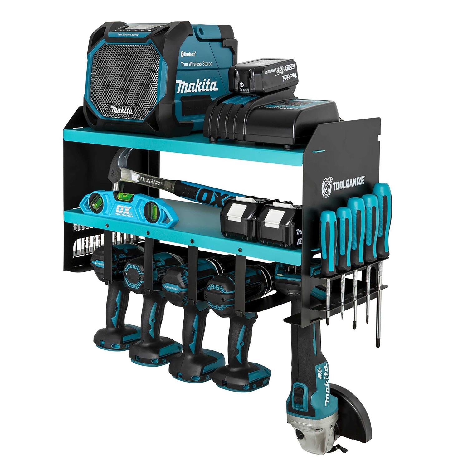 Toolganize Power Tool Organizer & Storage Wall Mount Heavy Duty Metal Drill Holder & Cordless Tool Organizers Chest Rack - Zenithce