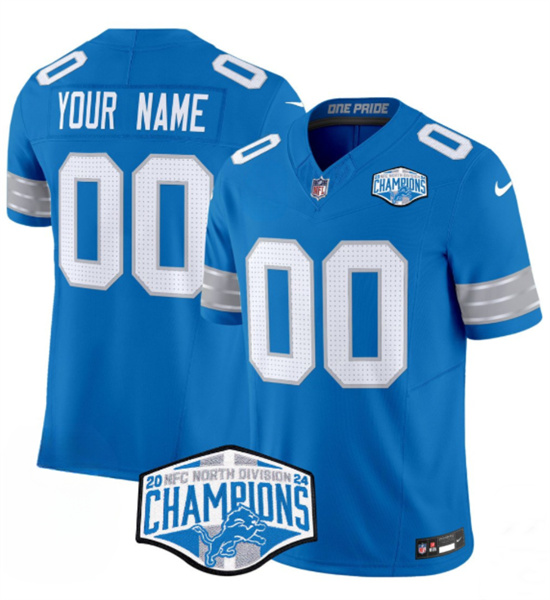 Detroit Lions Custom Blue 2024 NFC North Champions F.U.S.E. Vapor Limited Stitched Jersey - Zenithce
