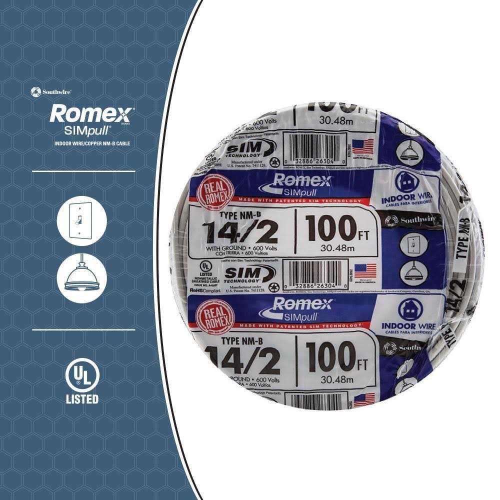 Romex NM-B Non-Metallic Sheathed Cable with Ground, 14/3, 1000 ft. per Roll - Zenithce