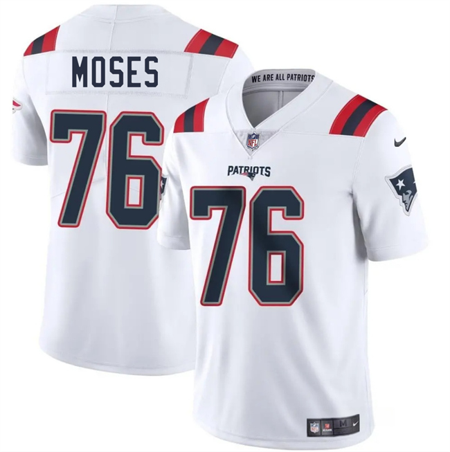 New England Patriots #76 Morgan Moses White 2025 Vapor Limited Stitched Jersey - Zenithce