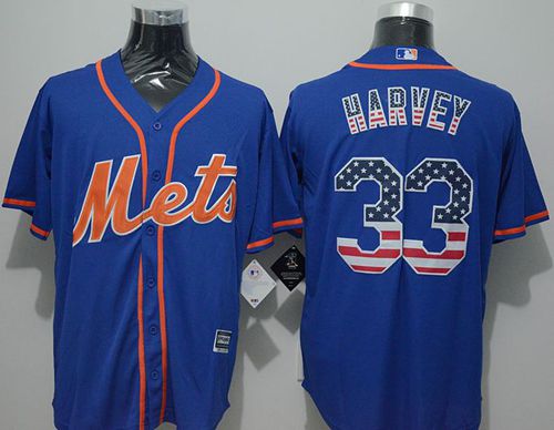 Mets #33 Matt Harvey Blue USA Flag Fashion Stitched Jersey - Zenithce