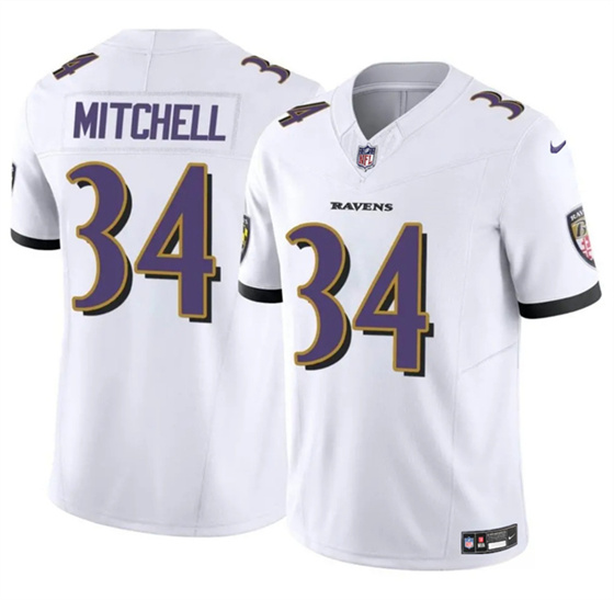 Baltimore Ravens #34 Keaton Mitchell White 2025 F.U.S.E. Vapor Limited Football Jersey - Zenithce