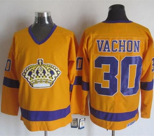 Kings #30 Rogie Vachon Yellow Purple CCM Throwback Stitched Jersey - Zenithce