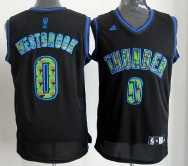 Oklahoma City Thunder #0 Russell Westbrook Black Camo Fashion Jersey - Zenithce