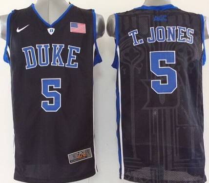 Duke Blue Devils #5 Tyus Jones Black Jersey - Zenithce
