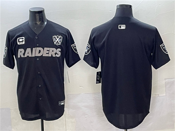 Las Vegas Raiders Blank Black With Nevada Silver Stat Patch And 65th Anniversary Patch 3-Star C Patch Stitched Jersey - Zenithce