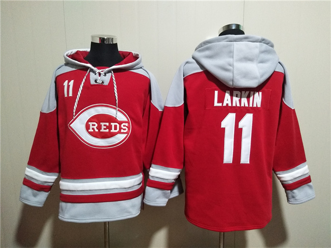 Cincinnati Reds #11 Barry Larkin Red Ageless Must-Have Lace-Up Pullover Hoodie - Zenithce